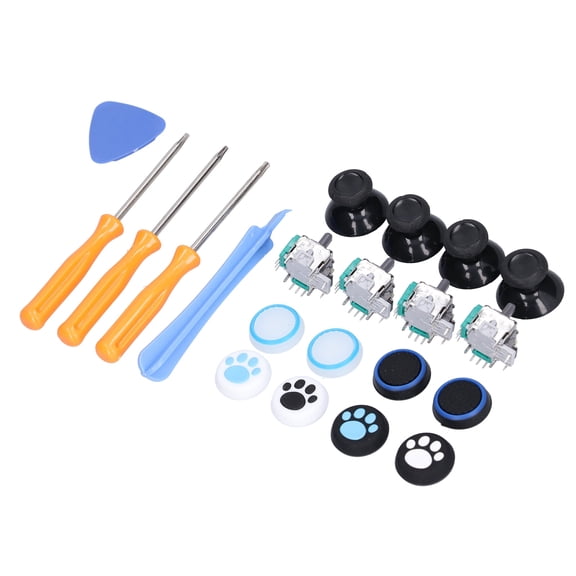 BIMZUC Controller Analog Joystick Repair Kit Joysticks Replacement Parts and Tools for Xbox One Console with 3D Analog Joysticks, Thumb Rod Caps, and Precision Screwdrivers, Black, 19 Pieces
