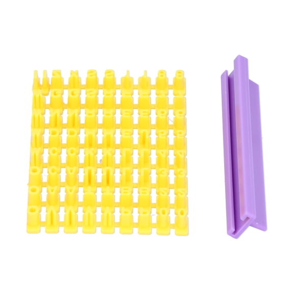 BIMZUC Cookies Mold English Letter Numbers Stamps Biscuits Mould Cake Mold DIY Baking Tools 1 Set With Slider Plastic Yellow Purple Decorating Tool For Home Kitchen Baking Accessories Essential