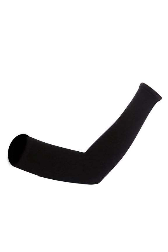 Cooling Arm Sleeves for Men Women, UV Sun Protection Ice Silk Long Arm Cover for Cycling Driving Running Golfing Basketball, Black Fingerless, 17 inches / 43 cm (1 Pair)