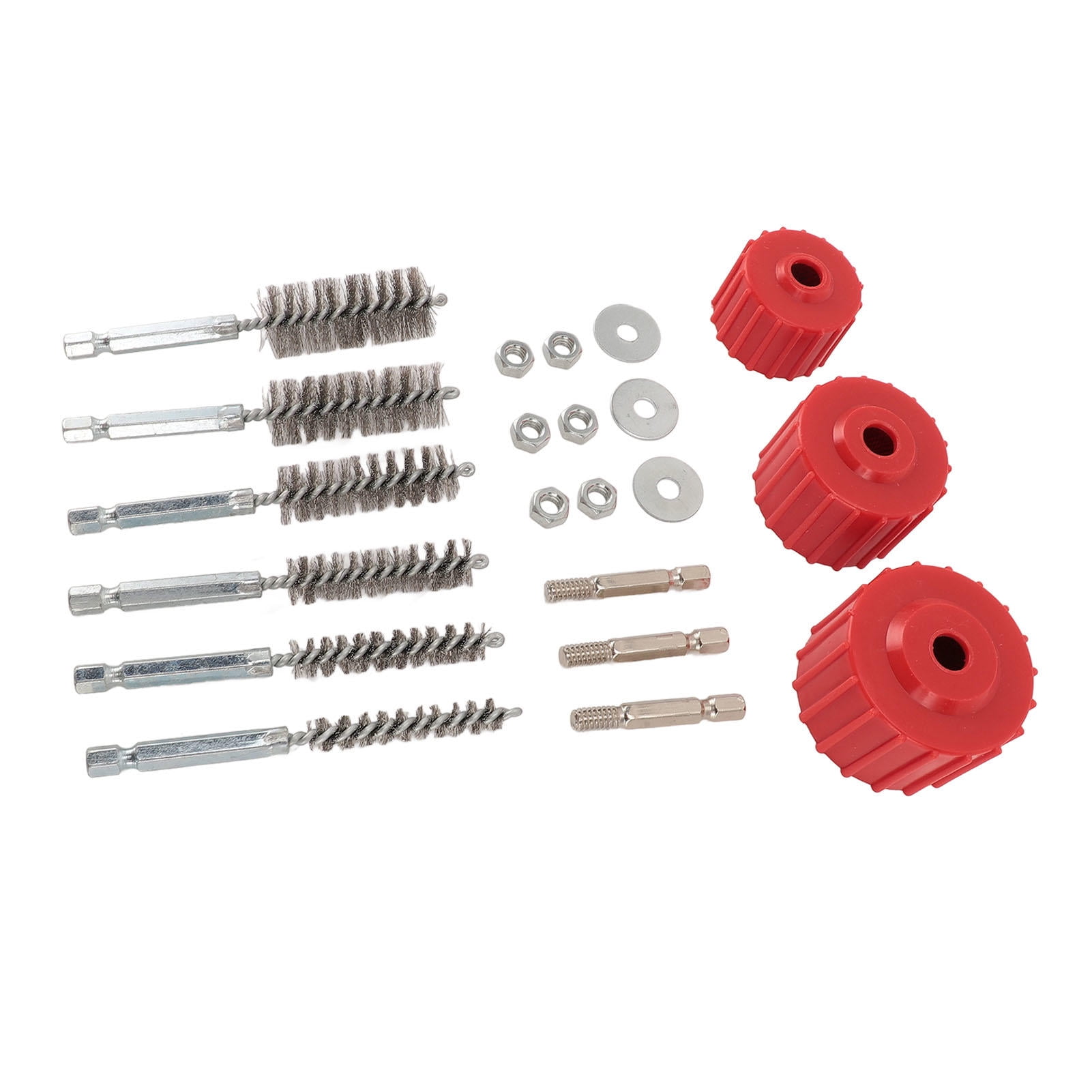 BIMZUC Copper Pipe Cleaner Set – 1/2, 3/4 & 1"Bronze/Brass Pipe & Fitting Cleaning Brush, 6 Stainless‑Steel Bristles, 1/4"Hex Shank for Power Drill