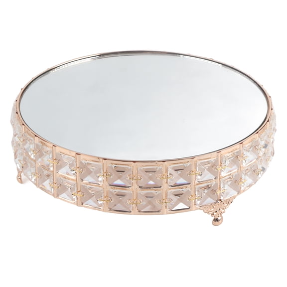 BIMZUC Crystal Mirror Cake Stand Holder Rack Wedding Dessert Cupcake Display Tray Round Metal Table Decor 11 inches / 28 cm