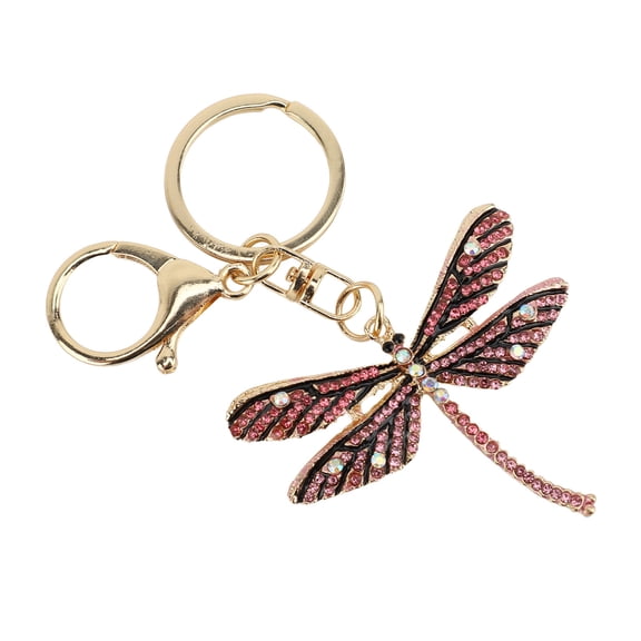 BIMZUC Cute Dragonfly Keychain Zinc Alloy Sparkle Rhinestone Key Ring for Handbag Backpack, Pink (4.3 inches / 10.8 cm)