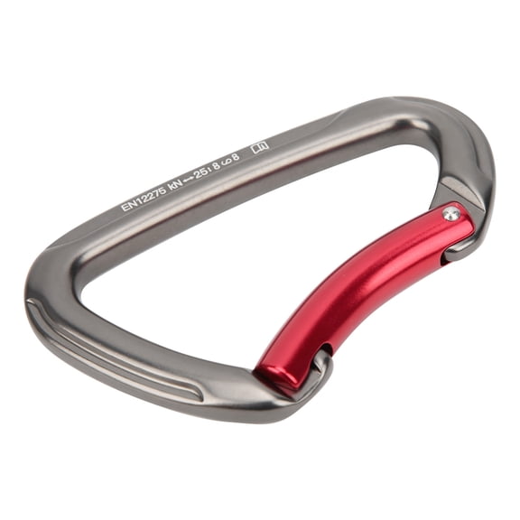 BIMZUC D-Type Climbing Carabiner Wear Resistant 25kN Bearing Aluminium Alloy Outdoor Equipment Gray and Red 4.72 inches / 12 cm