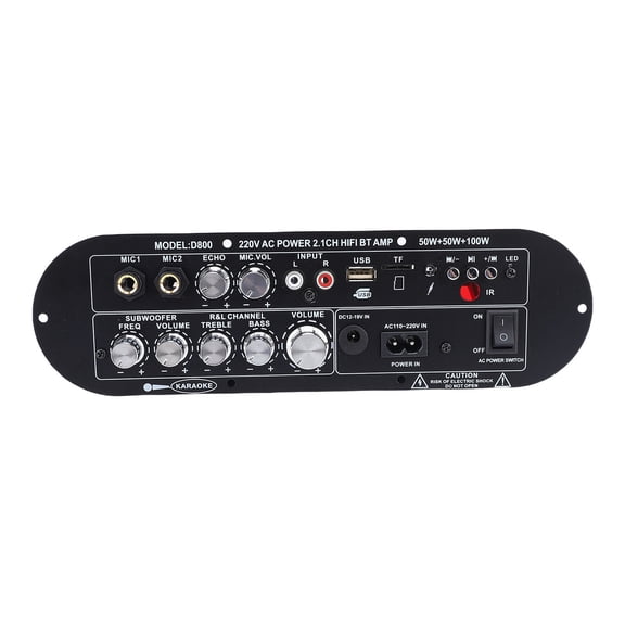 BIMZUC D800 2.1 Channel Bluetooth 5.0 Audio Amplifier Board 50W+50W+100W HiFi Subwoofer Power Amp with High Bass Control (10.24 x 3.35 x 2.95 inches / 26.0 x 8.5 x 7.5 cm)