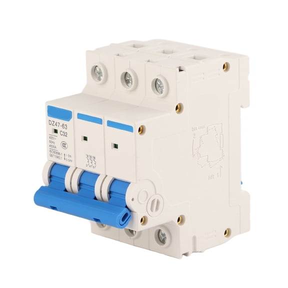 BIMZUC DZ47-63 3P 32A 400V Earth Leakage Protection Circuit Breaker Miniature Overload Short Circuit Protective Switch for Home Engineering Terminal Power Distribution High Segmentation Ability
