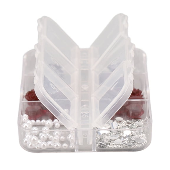 BIMZUC Dark Red Butterfly Nail Charms 3D Flower Nail Art Rhinestones Kit with 6 Grid Storage Box Vintage Manicure Ornament Set Portable Nail Decor for Women Girls Acrylic Nails (3.15 inches / 8 cm)
