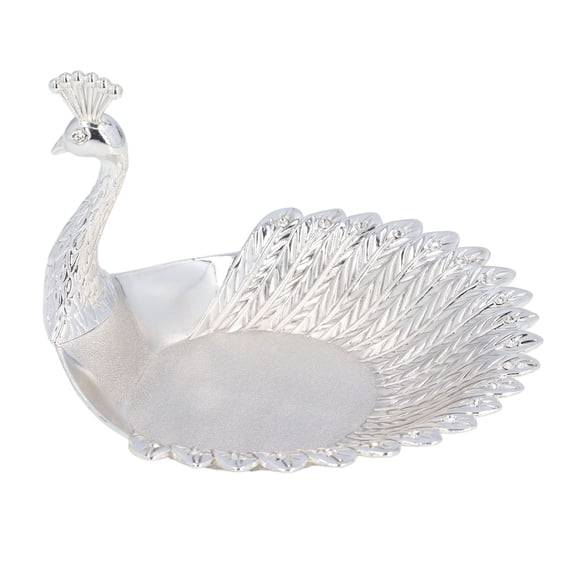 BIMZUC Decorative Swan Candy Dish Silver Exquisite Multifunctional Zinc Alloy Fruit Snack Plate Storage Tray Table Centerpiece Home Decoration 17cm / 6.7in
