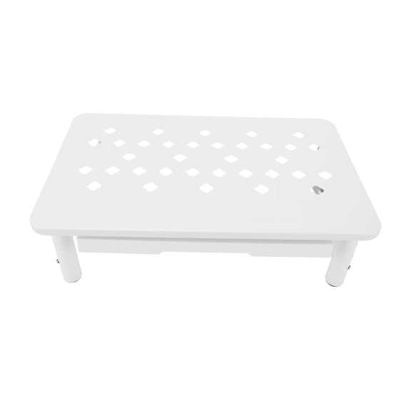 BIMZUC Desktop Computer Riser Stand with Drawer Vented Metal Printer Laptop Stand, 3 Adjustable Height (4.13-5.71 inches) Desk Storage Organizer Shelf for Home Office, 44 lbs Load Capacity, White