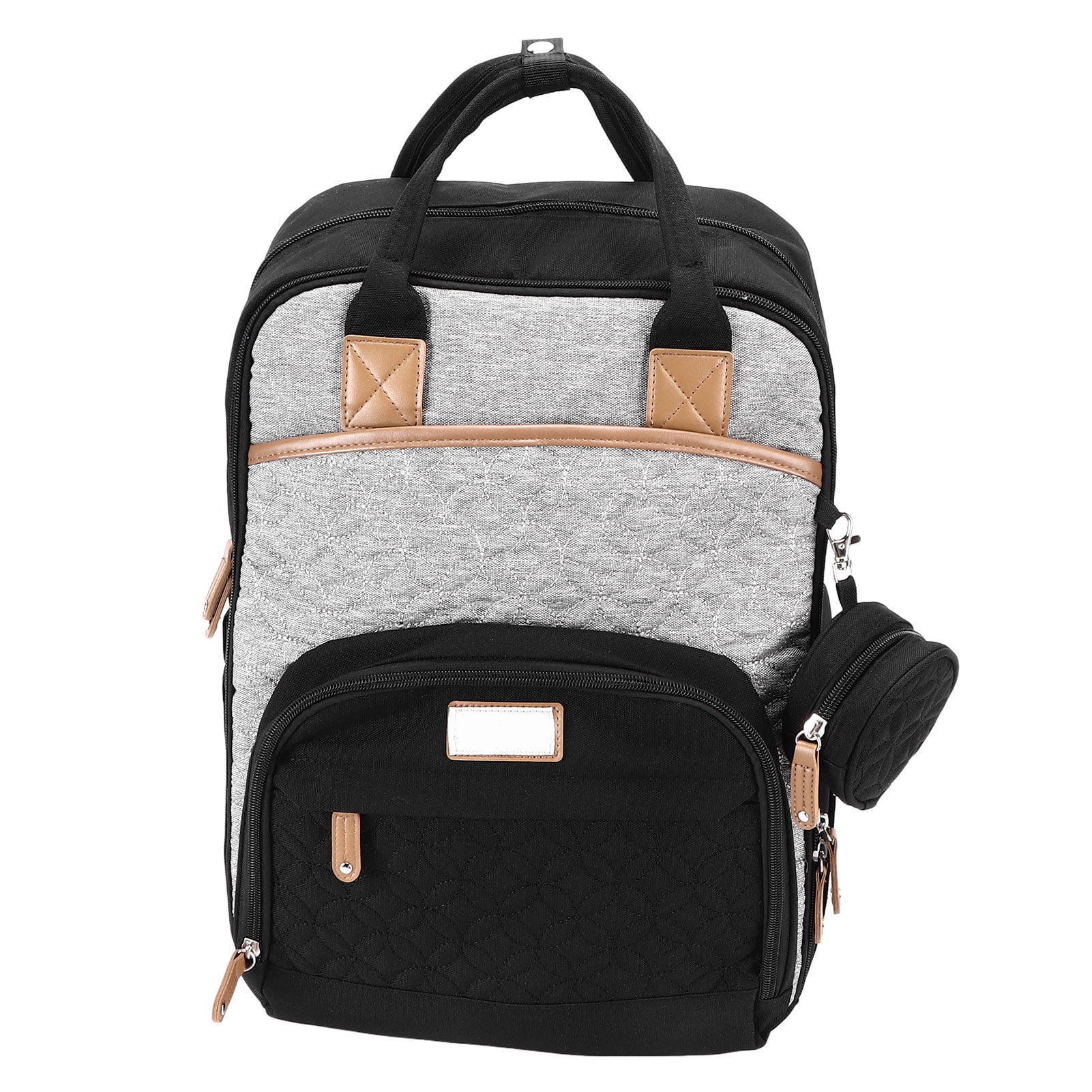 BIMZUC Diaper Backpack Large Capacity Unisex Baby Bag with Pacifier Holder and Stroller Straps, 16.1 inches / 41 cm, Black
