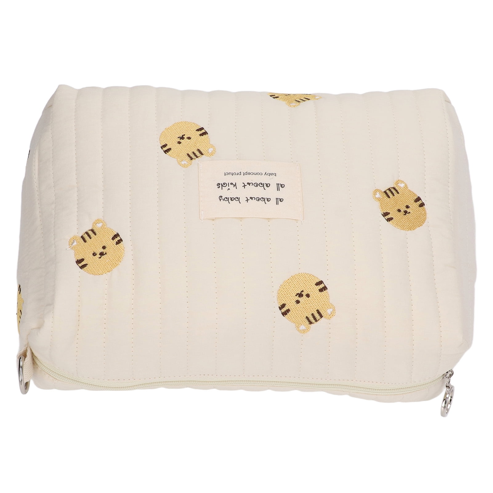 BIMZUC Diaper Bag Organizing Pouch Exquisite Embroidery Soft Cotton Large Capacity Stroller Bag Organizer for Travel Tiger Head (10.24 in / 26 cm)