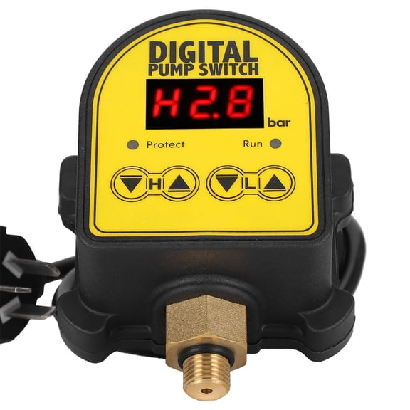 BIMZUC Digital Automatic Electronic Pressure Controller Switch for Shower Boost Water Pump, 220V 10A Waterproof Plumbing Pump Accessory, Yellow/Black, 2.0 x 3.3 x 4.4 inches / 52 x 85 x 112 mm