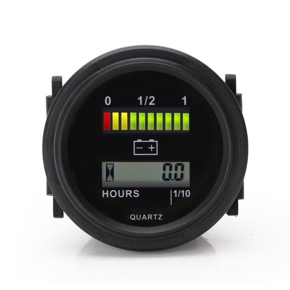 BIMZUC Digital LCD Hour Meter With LED Battery Indicator Gauge 12V 24V 36V 48V 72V For Generator ATV Lawn Mower Motorcycle Vehicle High Accuracy Delay Display Function 3.15 inches / 8.0 cm