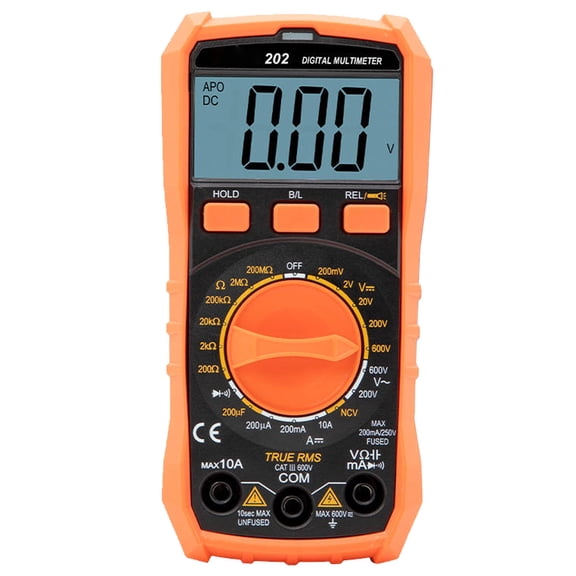 BIMZUC Digital Multimeter NCV Voltage Detection 200uF Capacitance LCD Backlit Multi Tester with Flashlight, Accurate DC AC Voltmeter Resistance Diode Measurement, 6.69 inches / 17 cm, Black