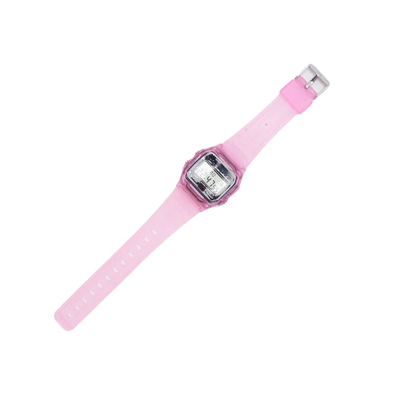 BIMZUC Digital Sports Watch LED Backlight Unisex Multifunctional Waterproofing Electronic Watch Transparent Pink 1.18 inches / 30 mm