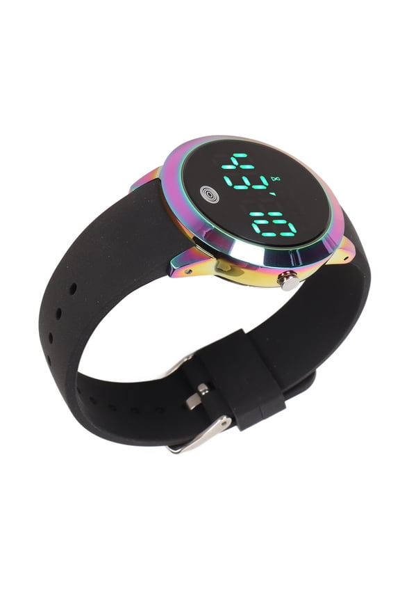 Digital Waterproof Watch Color Touch Screen Countdown Timer 12 24 Hours Sports Watch Colored Shell Black Belt Small