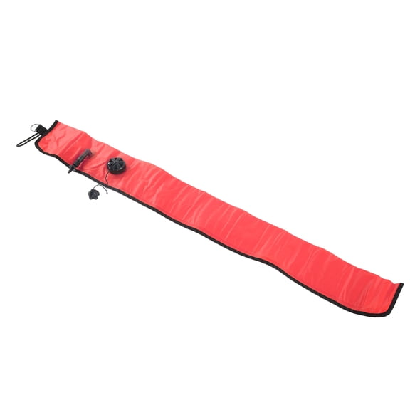 BIMZUC Diving Surface Marker Buoy Inflatable Safety Signal Tube, Orange Red, 45.28 in / 1.15m x 5.12 in / 13cm