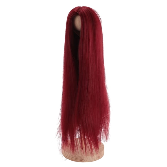 BIMZUC Doll Wig High Temperature Silk Middle Part Long Straight Hair Replacement for 1/4 BJD Dolls 7.3-8.3 inches / 18.5-21 cm (Wine Red)