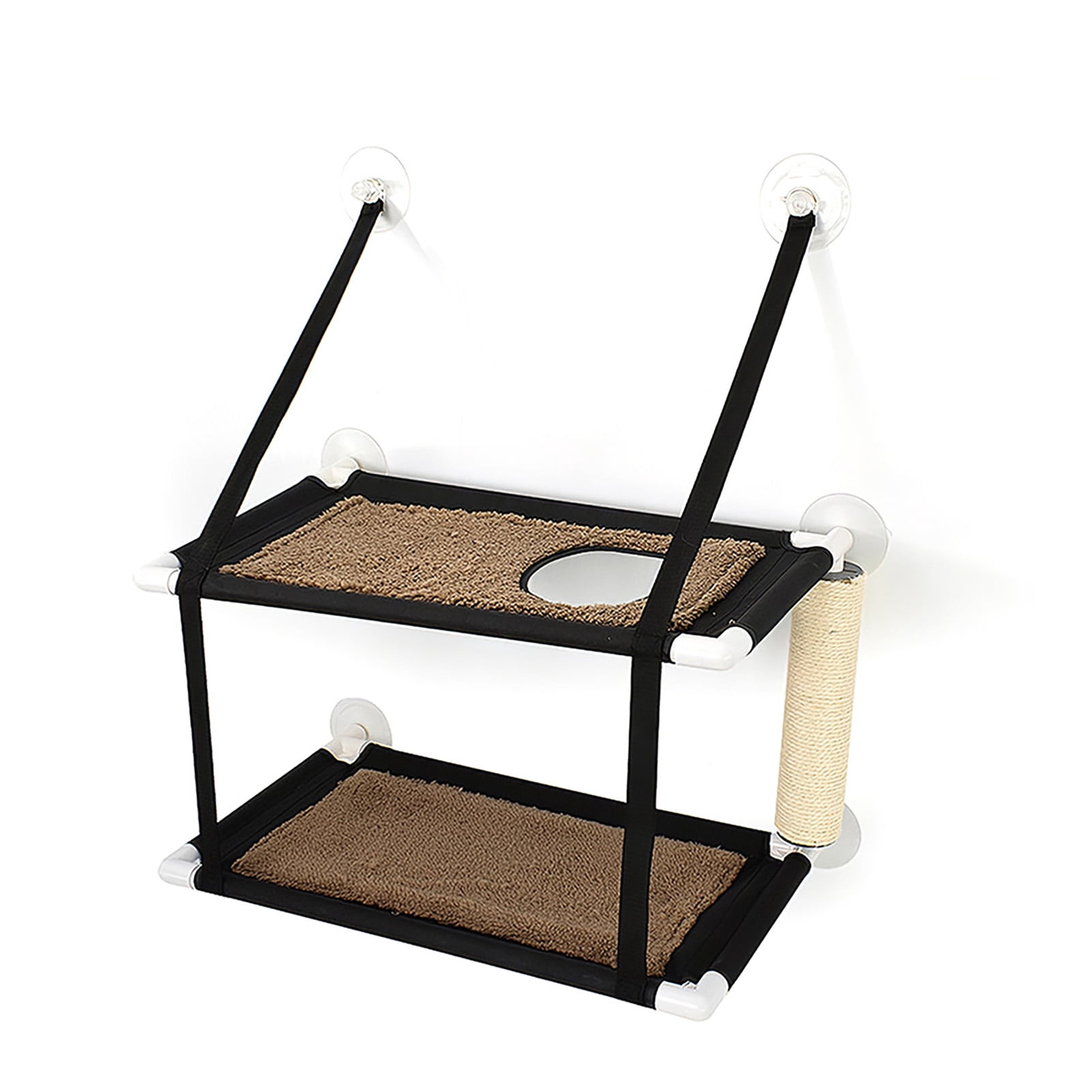 BIMZUC Double Deck Cat Window Perch Hammock Bed with Strong Suction Cups Holds Up to 44lbs 20kg Dimensions 22.4 inches / 57 cm by 7.5 inches / 19 cm Pet Resting Sunbath Seat Furniture Space Saving