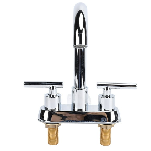 BIMZUC Double Handle Sink Faucet, 304 Stainless Steel Anti-Splash Bathroom Vanity Faucet, Chrome