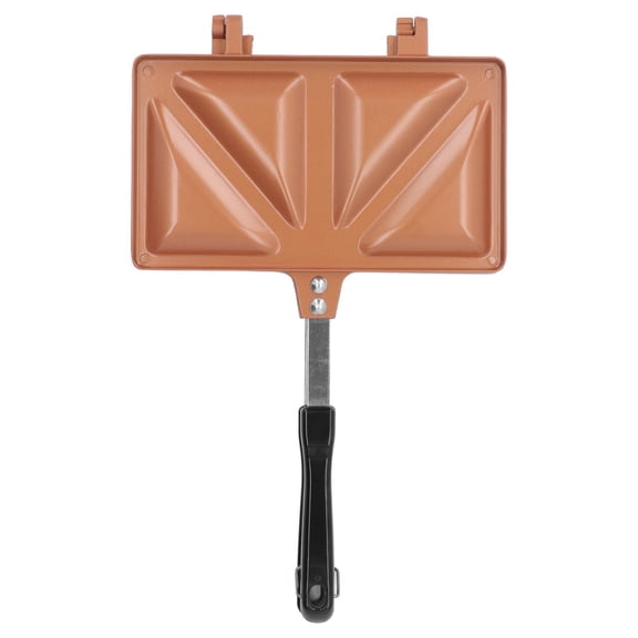 BIMZUC Double‑Sided Aluminum Sandwich & Egg Frying Pan – Portable Hot Dog Toaster, Gold