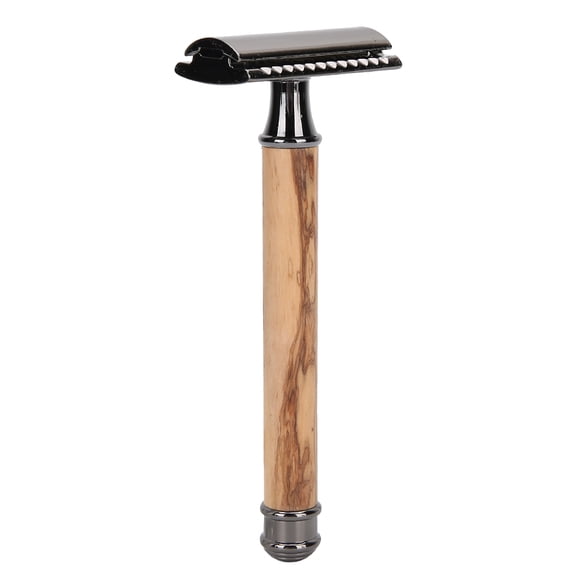 BIMZUC Double-Sided Manual Razor Wooden Handle Non-Slip Close Fitting Portable Shaving Knife, Black - 4.5 inches / 11.5 cm
