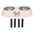 thumbnail image 1 of BIMZUC Double Stainless Steel Pet Food & Water Bowls with Non‑Slip Mat & Bowknot Holder – Durable, Dishwasher Safe, Ideal for Small to Medium Dogs & Cats, 1 of 4