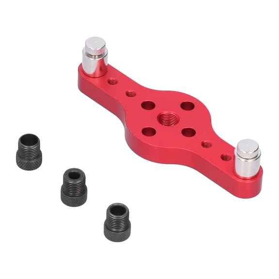 BIMZUC Drill Hole Guide Jig Metal Dowel Drilling Positioner Locator Tool for Woodworking DIY Projects. Red Aluminium Alloy Carpentry Hand Tool Hardware Accessory for Precision Joint Making.