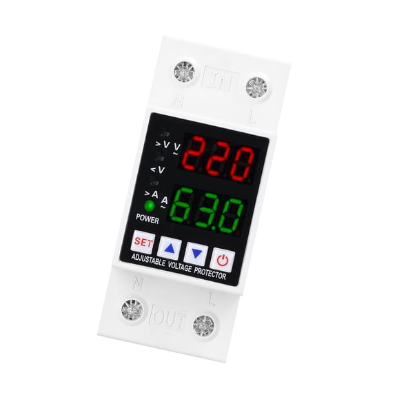 BIMZUC Dual Display Adjustable Voltage Protector Intelligent Over-voltage Under-voltage Over-current Protect Device Home Relay Self-resetting