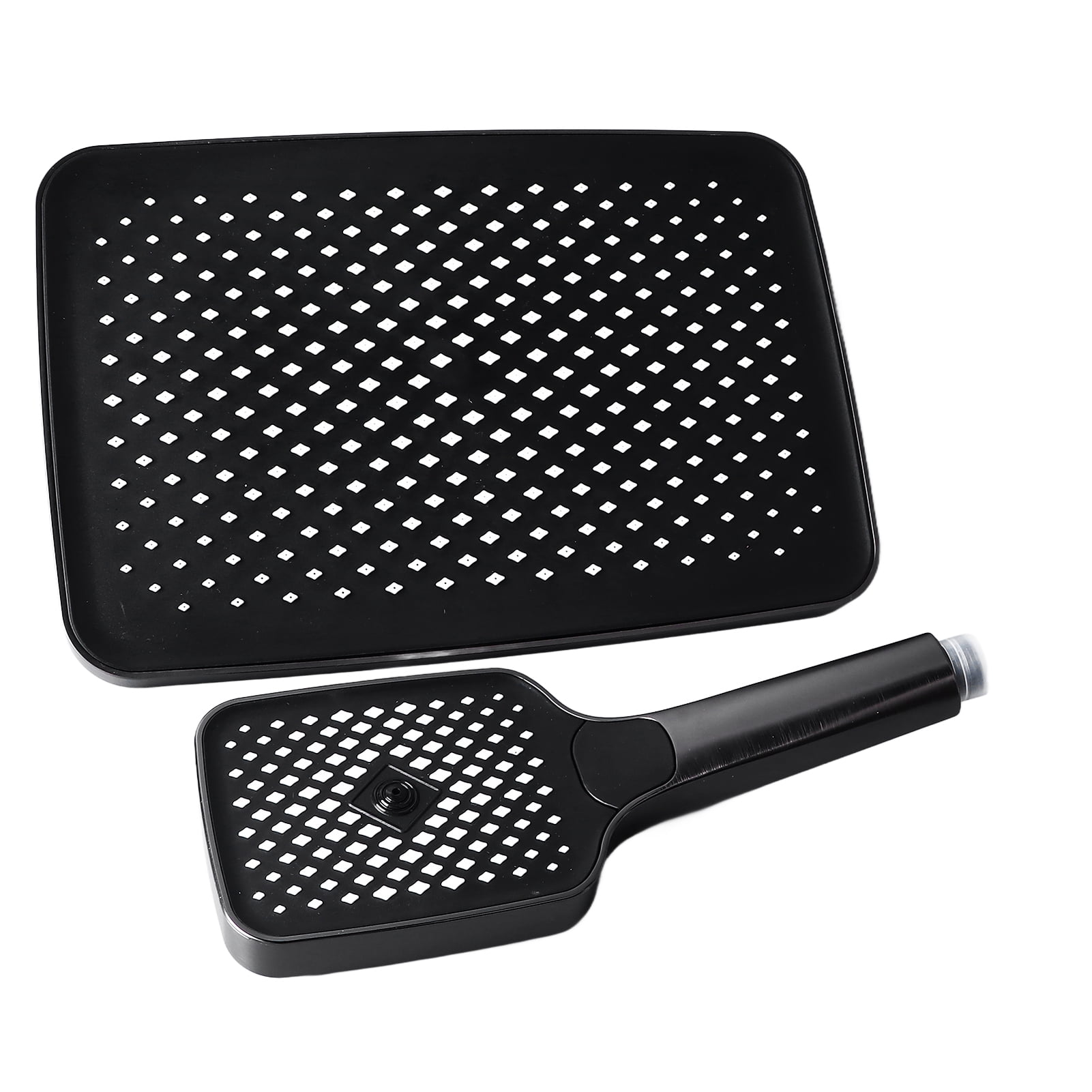 BIMZUC Dual Square Shower Head Combo High Pressure Rain Showerhead with Handheld Spray Electroplating Gray (12.2 inches / 31 cm)