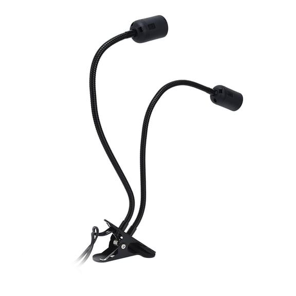 BIMZUC E27 E26 Flexible Desk Lamp Holder Clip Base Double Head 360 Degree Adjustable Light Bulb Socket Extender Switch Black US Plug 100-240V for Reading Office