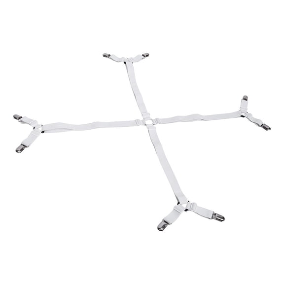 BIMZUC Elastic Crisscross Bed Mattress Sheet Straps Clips Triangle Grippers Holder Fasteners Suspenders White, 22.4-42.7 inches / 56.8-108.5 cm