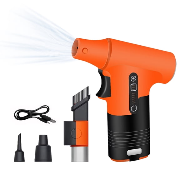 BIMZUC Electric Air Duster 130,000 RPM Mini Turbo Jet Fan, Handheld Wireless Compressed Air Blower with 3000mAh Battery for Computer Keyboard Car Cleaning (7.87 x 6.69 inches / 20 x 17 cm), Orange