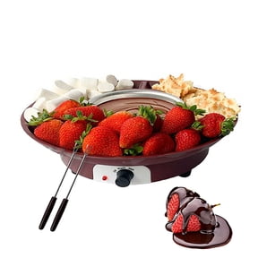 BIMZUC Electric Chocolate Fondue Maker Set with Removable Serving Tray & 2 Forks, 110V Melting Pot for Cheese & Caramel, Coffee (10.75 inches / 27.3 cm)