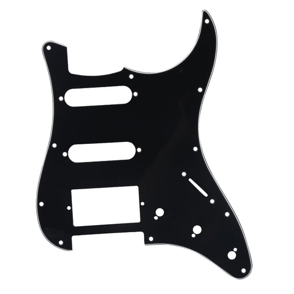 BIMZUC Electric Guitar Pickguard Scratch Plate for ST SQ SSH Guitars, 11 Holes SSD Replacement Parts Accessory with PVC Celluloid Material, Black (11.2 x 8.7 inches / 28.5 x 22 cm)