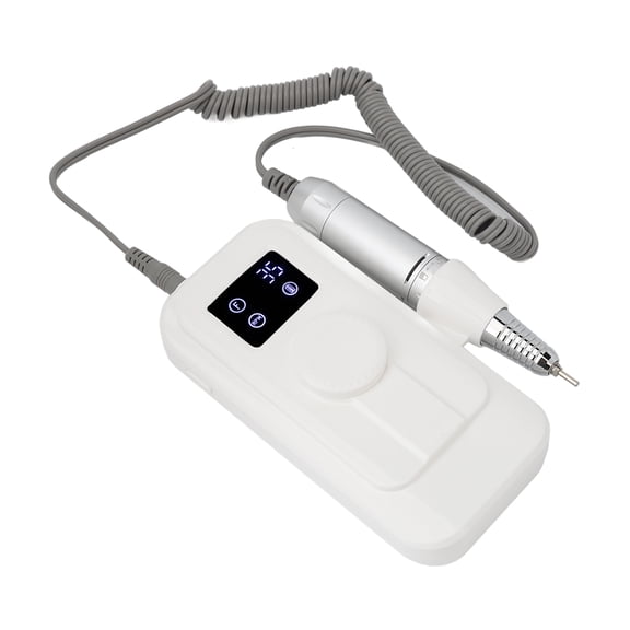 BIMZUC Electric Nail Drill Machine Portable Rechargeable 35000 RPM Professional Nail Art File Drill Kit with 6 Drill Bits for Acrylic Gel Nails Manicure Pedicure, White (9.45 in / 24 cm)