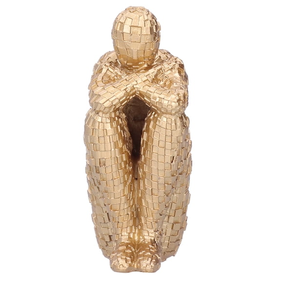 BIMZUC Elegant Abstract Thinker Statue Resin Gold Figurine Decorative Crafts Accent Sculpture for Home Office Decor, 4.6 Inches / 11.8 cm Length