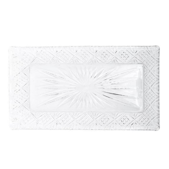 BIMZUC Elegant Glass Serving Tray – Rectangular 13.78”x7.87”, Ample Capacity, Stable Design for Buffets, Dining & Parties