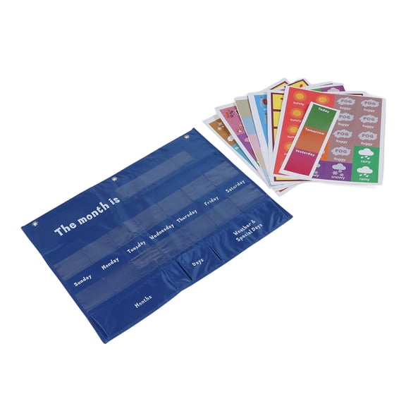 BIMZUC Elementary Weekly Calendar with Weather Pocket Learning Chart for Classroom Home Interactive Educational Decor Schedule Planner 24 x 18.1 Inches
