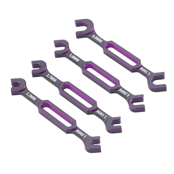 BIMZUC Elite Aluminum Alloy RC Wrench Kit 4-Piece Custom Remote Control Vehicle Repair Multi-Tool Ball Joint Turnbuckle Nut Remover for RC Cars Boats Drones Purple (5.9 inches / 15.0 cm)