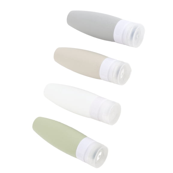 BIMZUC Empty Silicone Refillable Travel Dispenser Bottle Container Set for Shampoo Body Wash, 90ml / 3 oz, 4 Pack