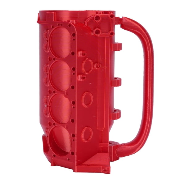 BIMZUC Engine Block Mug – 12oz ABS Insulated Coffee & Tea Cup, Red Cylinder Design for Car Enthusiasts & Mechanics, Ideal Gift