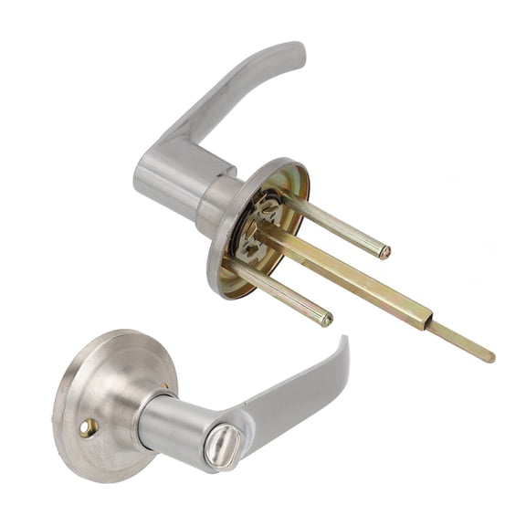 BIMZUC Entry Door Lever Aluminium Alloy Locking Entrance Handle Set with 3 Keys Heavy Duty Reversible Hardware for Interior Bedroom Bathroom Security Use Silver 7.09 inches / 18.0 cm