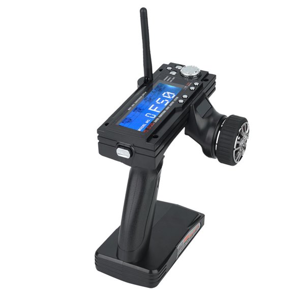 BIMZUC FS GT3B 2.4GHz 3CH Radio Control Vehicle Transmitter and Receiver System with Large LCD Display Built-in Failsafe for RC Cars and RC Boats Models Hobby Grade (10.24 inches / 26 cm)