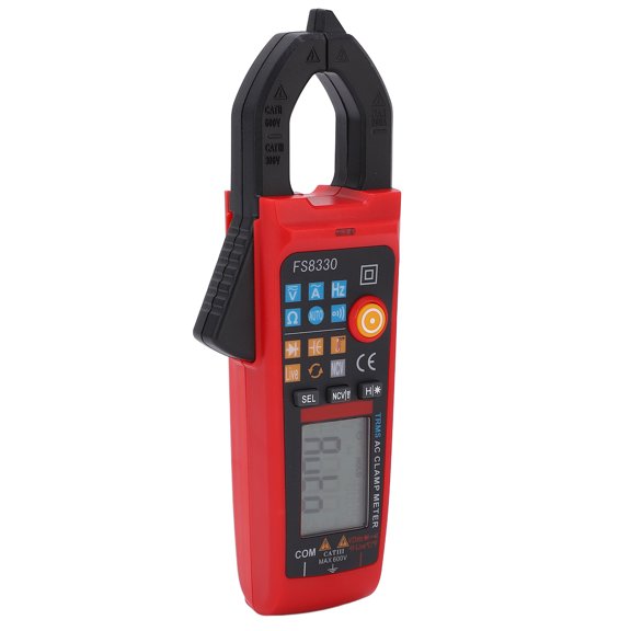 BIMZUC FS8330 Digital Clamp Meter 600V / 200A Multimeter Voltage Tester with Overload Protection, Resistance and Capacitance Measurement Tool for Electricity Testing, 8.66 inches / 22 cm