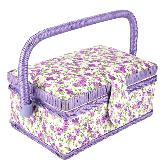 BIMZUC Fabric Craft Handmade Sewing Basket Thread Needle Storage Box Organizer Flower Printed Household Cloth Box [cite: 1, 2, 16]