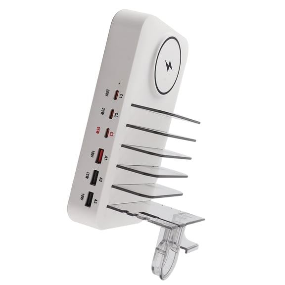 BIMZUC Fast 150W 9-Port GaN Charging Station for Multiple Devices, Wireless Charger for Phones Tablets Watches Earbuds, Desktop Power Hub w/ 1.5m Cable, White (US Edition) 8.75 inches / 22.2 cm