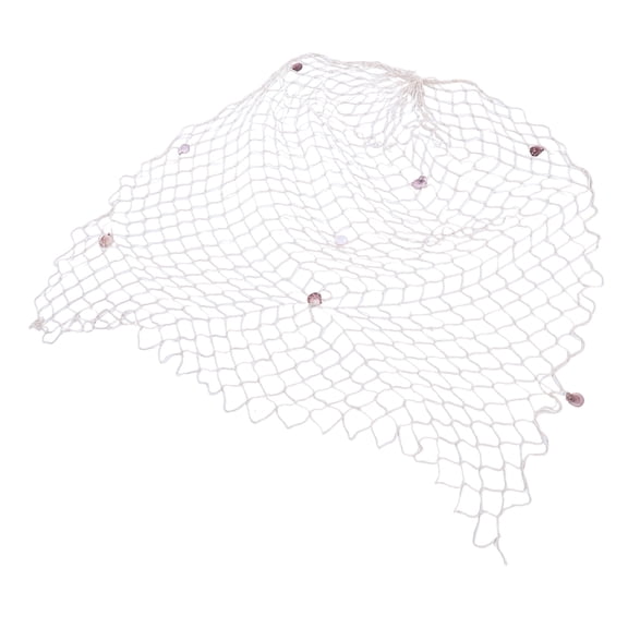 BIMZUC Fish Net Decoration Wall Hanging Photo Display for Ocean Nautical Themed Party Decor with Shells Beige (9.84 inches / 25 cm)