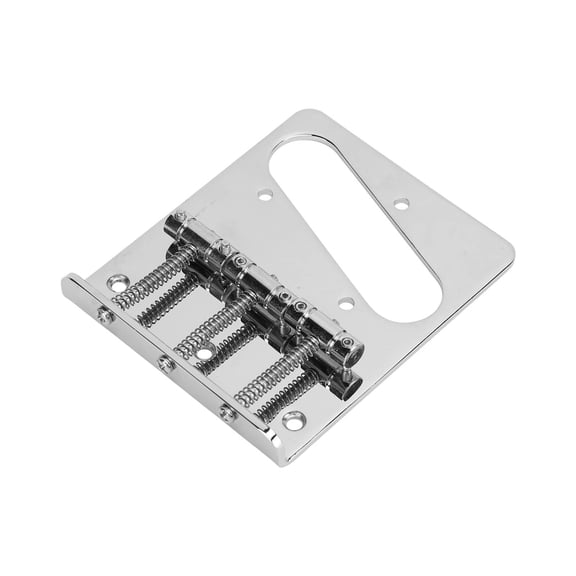 BIMZUC Fixed 3 Saddles Electric Guitar Bridge Metal String Tailpiece Replacement with Mounting Screws, Silver, 3.94 inches / 10 cm