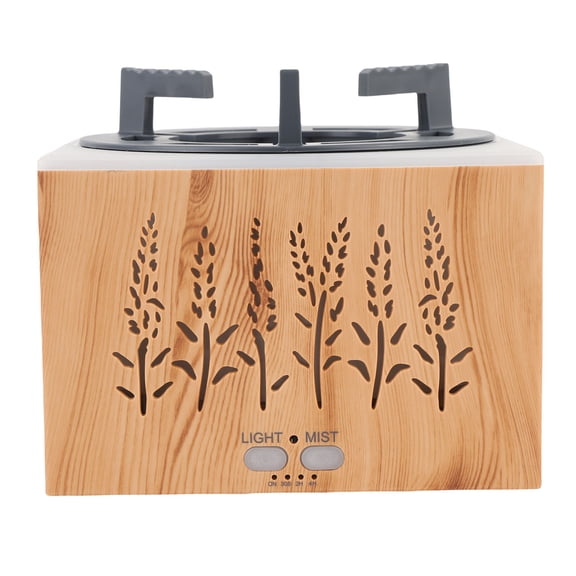 BIMZUC Flame Humidifier 400ml (13.5 oz) Aromatherapy Essential Oil Diffuser with Timer, Auto Shut-Off, Night Light for Home Bedroom Office Decor, US Plug 100-240V, Light Wood Grain Design