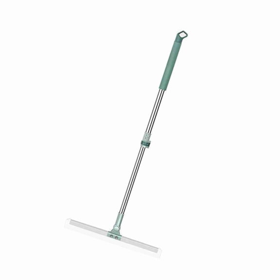 BIMZUC Floor Squeegee Scrubber with Telescopic Pole, 52 cm / 20.47 inches Adjustable Handle Silicone Blade Water Broom for Floor Tile Marble, Bathroom Shower Window Cleaning, Green